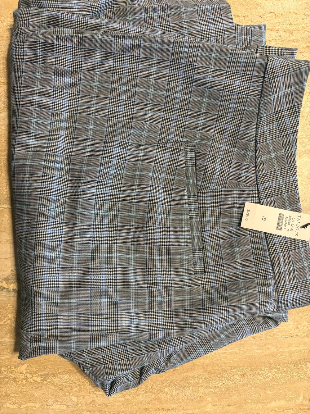 NWT Talbots Glen Plaid Ankle Dress Pants | Size 18 | Grey Blue Check Trousers - Picture 6 of 8